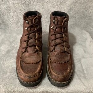 Roper Mens Leather Lace Up Boots Size 12.5 Brown Kiltie Work Outdoor Cowboy